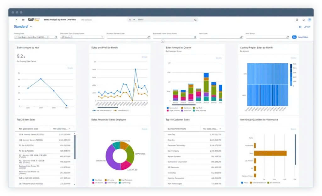 Sap Sales Analytics By Row Overview